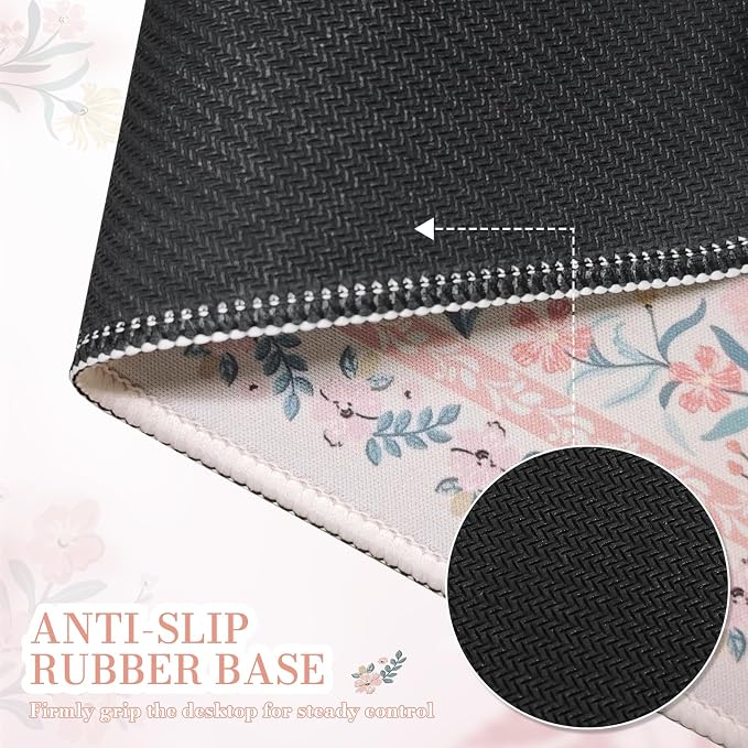 iCasso Aesthetic Small Mouse Pad, 9.5x7.9in,Home Office, Pink Floral | Pink Mini Portable Travel Mousepad, Anti-Slip and Comfortable Cloth Mouse Mat with Stitched Edges for Computer - Image 5
