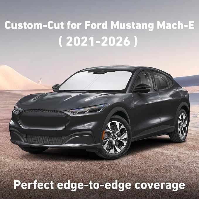 EcoNour Windshield Sunshade Compatible for Ford Mustang Mach-E 2021-2024 2025 2026, Sun Visor for Front Windshield & Window Sun Shade Cover, UV Heat Blocker & Protector, Car Accessories - Image 2