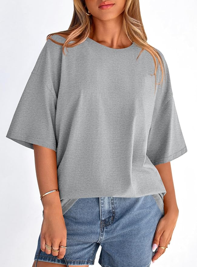 PRETTYGARDEN Womens 2026 Spring Going Out Tops Casual Short Sleeve Crewneck Loose Fit Basic Oversized T Shirts Summer Outfits - Image 8
