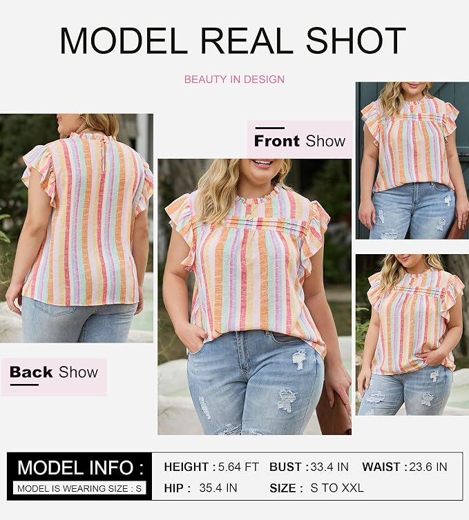 SHEWIN Womens Summer Crewneck Tank Tops Casual Ruffle Sleeveless Tops Shirts - Image 5