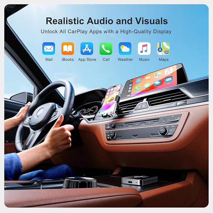 AI Box CarPlay, 3-in-1 Wireless CarPlay Adapter & Android Auto for OEM Wired Cars, Built-in Netflix/YouTube for Streaming, 5.8GHz WiFi, Convert Wired to Wireless, Plug & Play （4GB RAM+32GB ROM） - Image 4