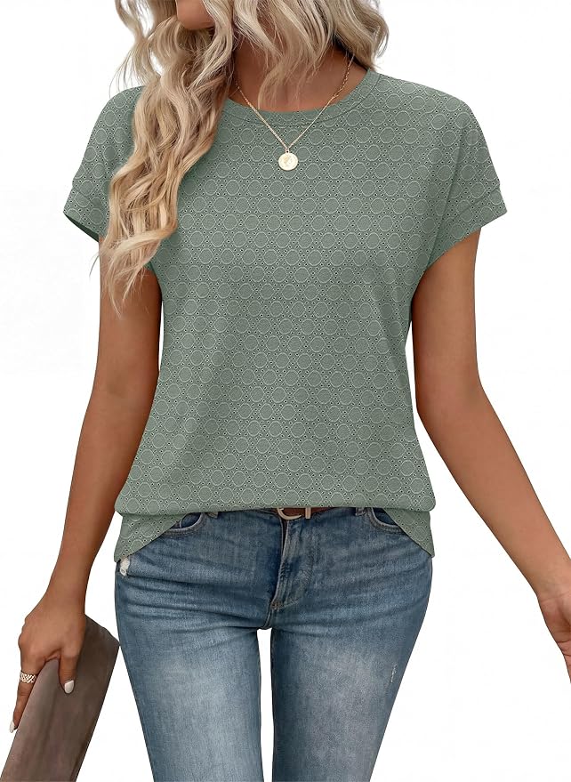 Alaroo Womens Summer Tops Short Sleeve Shirts Crew Neck Tshirt Cute Trendy Tunic Blouses (S-3XL) - Image 2