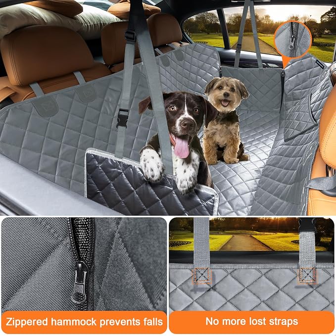 URPOWER Dog Car Seat Cover for Pets 100% Waterproof Seat Cover Hammock 600D Heavy Duty Scratch Proof Nonslip Durable Soft Back Seat Covers for Full Size Trucks - Image 2