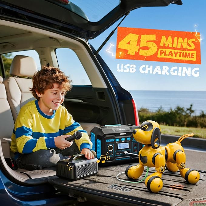 Ruko 18011 Smart Robot Dog Toy with Gesture & Remote Control, Yellow | Durable Interactive Touch Sensor Puppy with LED Expressions, Perfect for Home Play, Ideal Birthday Gift for Kids Ages 3-8 - Image 8