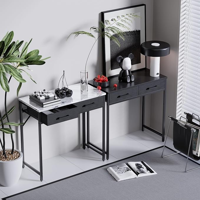 Pamray 32 Inch Small Computer Desk with 2 Drawers for Bedroom Study Writing Home Office Table for Small Spaces Vintage - Image 5
