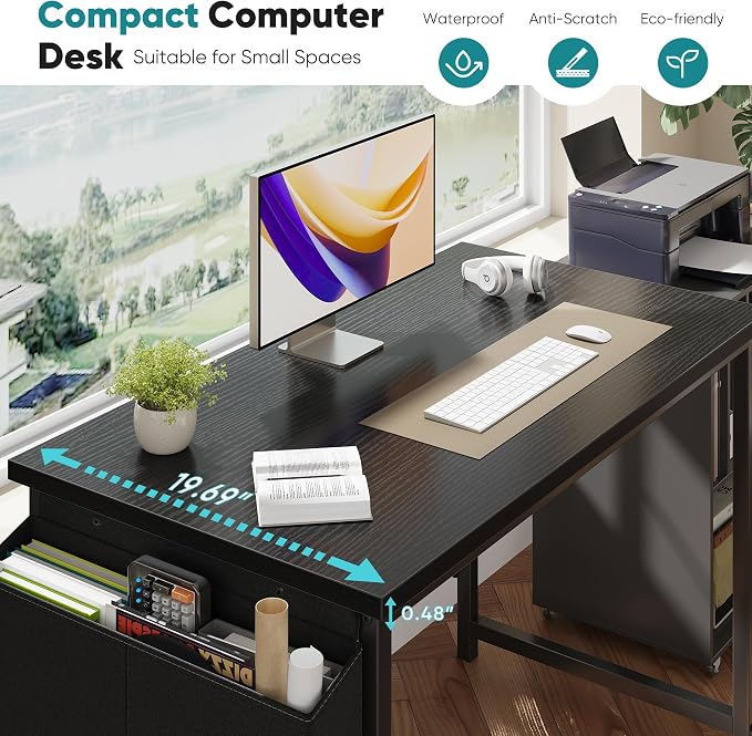 OLIXIS Computer Desk, 44 Inch Gaming Desks for Home Office Small Spaces | Writing Study Craft Work Table, Computer Workstation for Bedroom with Storage Bag, Black - Image 7