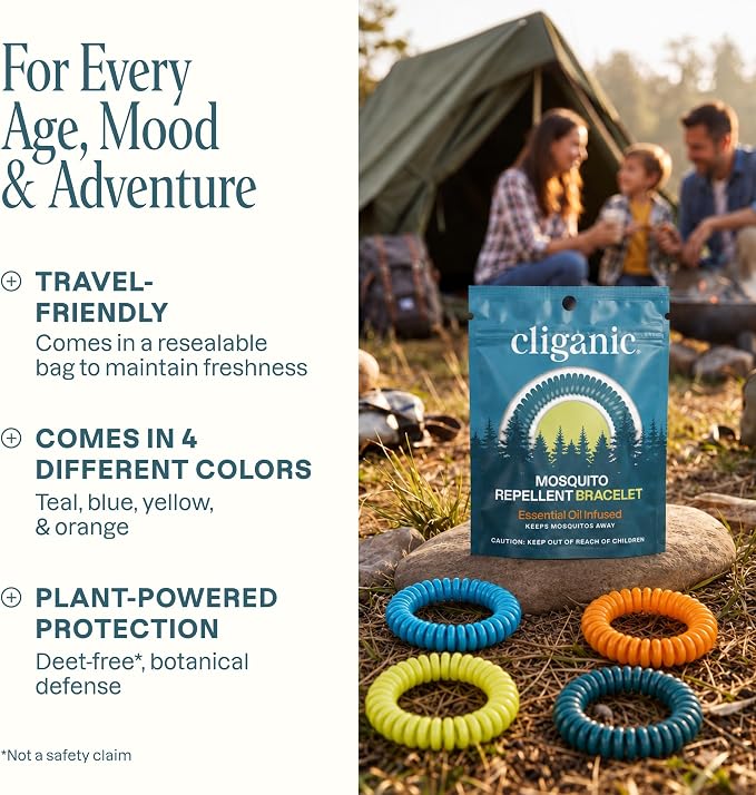 Cliganic 25 Pack Mosquito Repellent Bracelets for Adults & Kids - Natural DEET-Free Bands, Individually Wrapped - Image 2