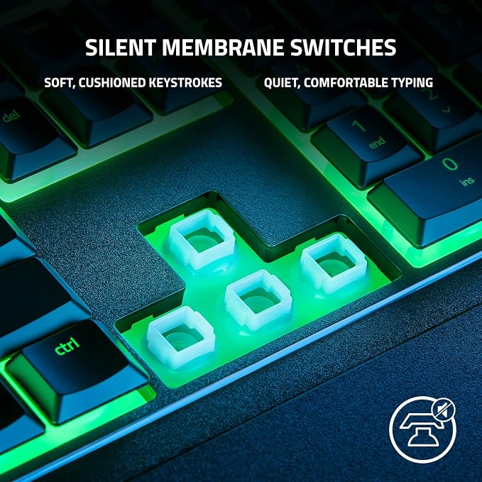 Razer Ornata V3 X Gaming Keyboard: Low-Profile Keys - Silent Membrane Switches - Spill Resistant - Chroma RGB Lighting - Ergonomic Wrist Rest - Classic Black (Renewed) - Image 3