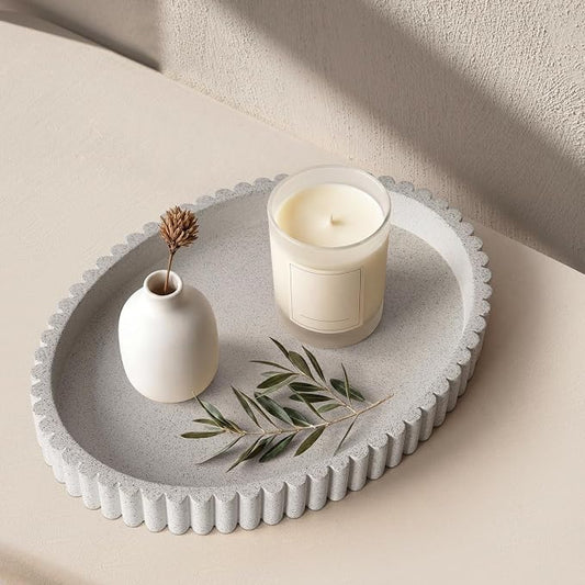 Oval Tray for Coffee Table Decor, 13" Concrete Coffee Table Trays, Table Centerpieces Decorative Tray for Home Decor, Modern Decorative Centerpiece Trays, Granite by Cathyeen