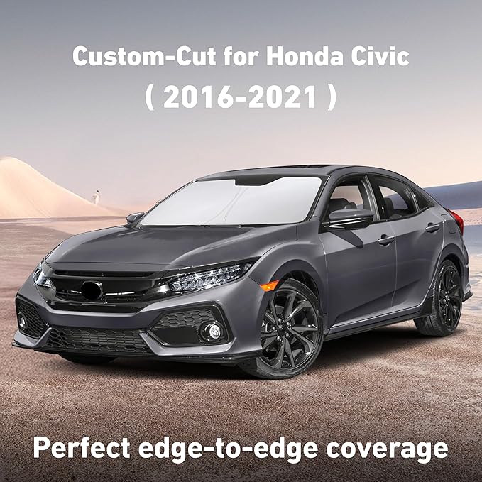 EcoNour Windshield Sunshade Compatible for Honda Civic 2016-2019 2020 2021, Sun Visor for Front Windshield & Window Sun Shade Cover, UV Heat Blocker & Protector, Car Accessories - Image 2