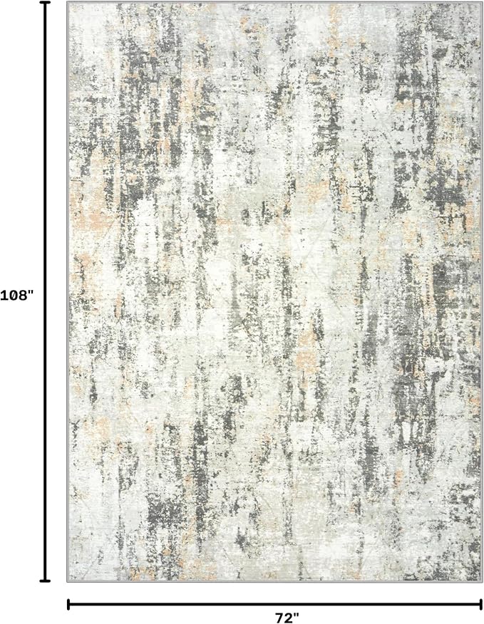 6x9 Area Rugs Washable Rug: Large Modern Abstract Living Room Rug Soft Anti-Skid Thin Carpet Indoor Floor Non-Shedding Carpets for Bedroom Dining Room Farmhouse Nursery Home Office Grey Brown - Image 2