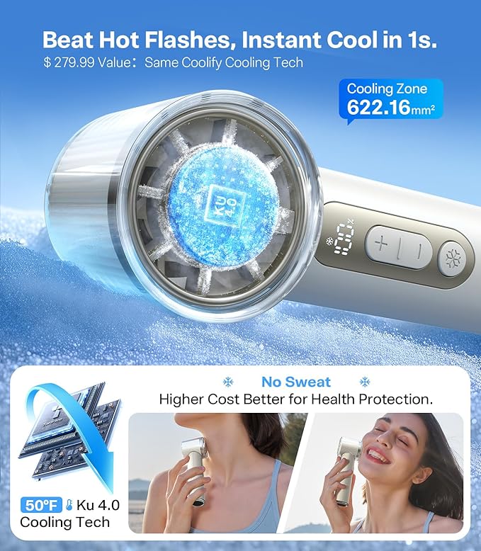 TORRAS COOLiFY iva Handheld Fan with Ice Cooler, [Chill by 50°F], 0-100 Adjustable Speed, Super Mini Powerful Portable Fan 4900mAh Rechargeable, Hand Fans for Travel Essentials,Mothers Day Gifts,Ivory - Image 3