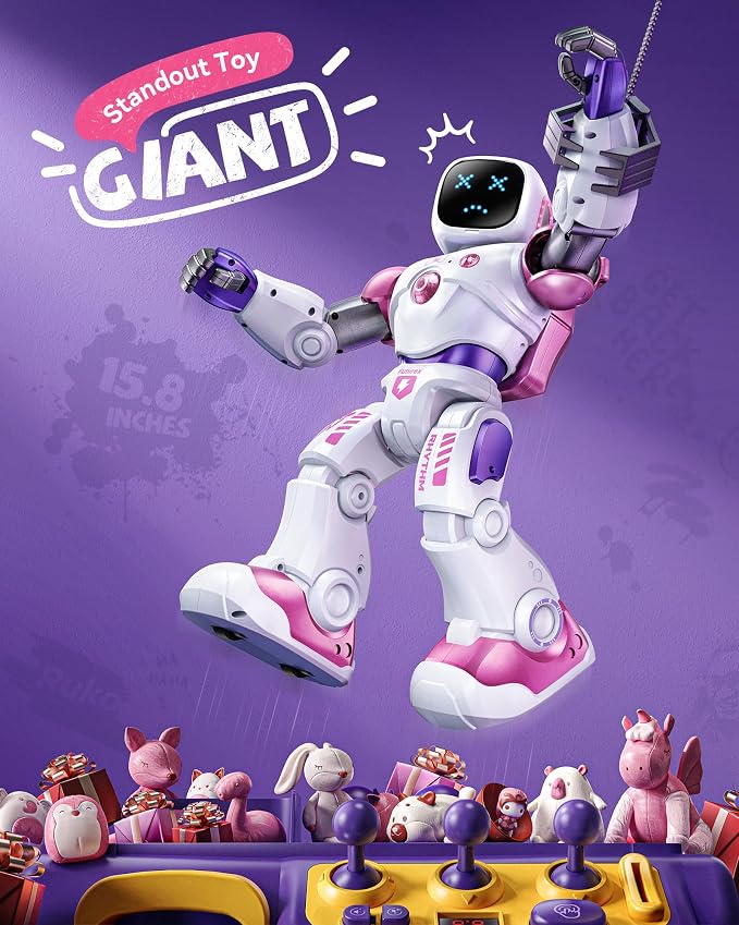 Ruko 1088 Interactive Robot Toy, Gifts for Boys & Girls Ages 4-9, Pink | Large Programmable Robot, Music & Dance, Rechargeable, Remote Control & App Control & Voice Command, Gifts for Boys & Girls - Image 3