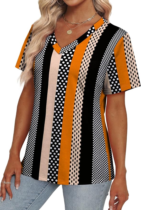 Alaroo Womens Summer Tops 2026 V Neck Short Sleeve Shirts Trendy Dressy Casual Vacation Outfits Printed - Image 3