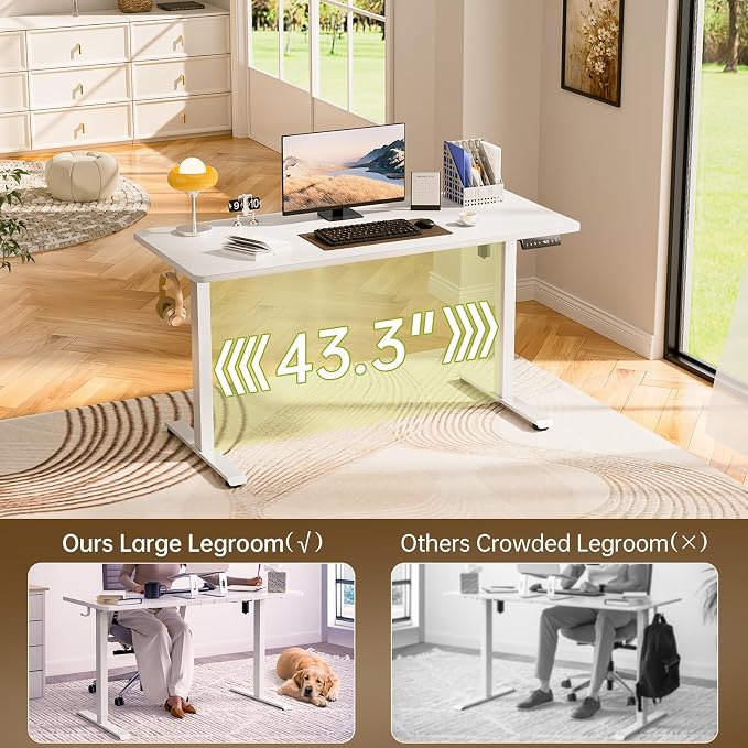 Veken Standing Desk, White, 63×23.6 Inch | Height Adjustable Sit Stand Up Computer Tables for Home Office, Study , Writing, Suit students, employees and group work - Image 8