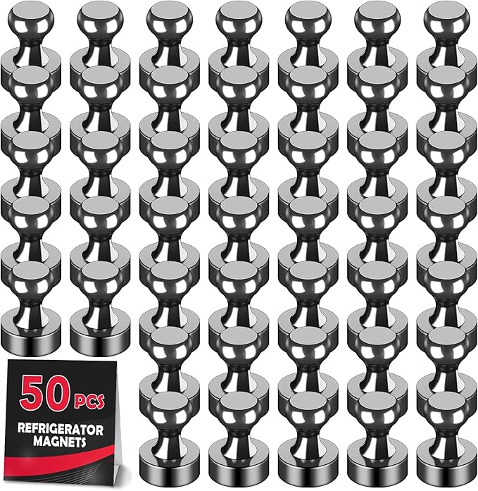 LOVIMAG Fridge Magnets 50Pcs, Magnet for Refrigerator Whiteboard, Black | Small Strong Neodymium Metal Cute Push Pin for Classroom, Kitchen, Accessories Decorative, Office, Calendar by LOVIMAG