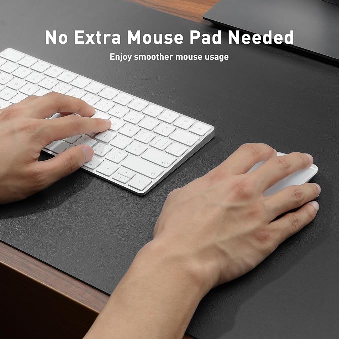 Aothia Leather Desk Pad Protector, Mouse Pad, Office Desk Mat, Non-Slip PU Leather Desk Blotter, Laptop Desk Pad, Waterproof Desk Writing Pad for Office and Home (48"x17", Gray) - Image 4