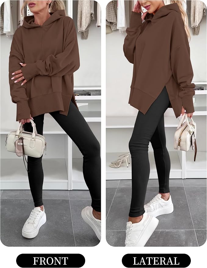 ANRABESS Womens Oversized Hoodies Long Sleeve Fleece Side Slit Hooded Sweatshirts Pullover 2026 Fall Outfits Y2K Clothes - Image 6