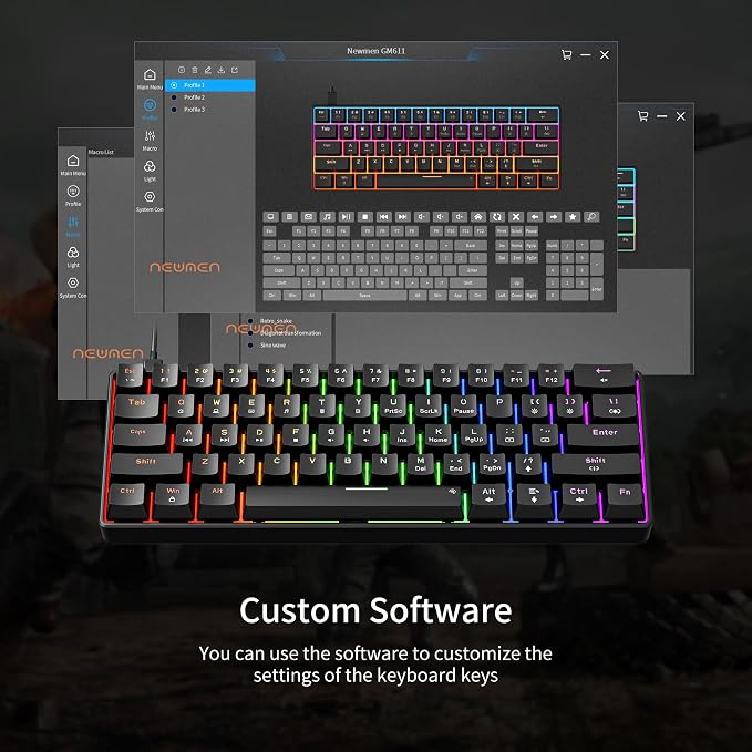 Newmen GM611 Mechanical Keyboard,LEDBacklit Wired Gaming Keyboard RedSwitch | Compact Portable,Mini 61 Keys,LED Backlit,60 Percent Mechanical Keyboard,Black Keycaps,Windows Laptop PC,Linear Red Switches - Image 8