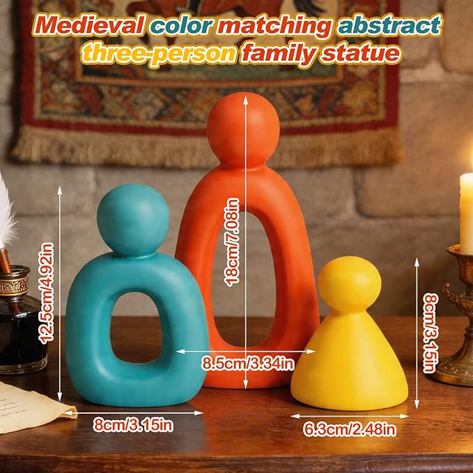 Youyole 3 Pcs Mid Century Modern Decor Abstract Family of 3 Figurines for Shelf Sculpture Love Home Decorative Accents Abstract Decorative Statue for Shelves Living Room Office Table Decorations - Image 3