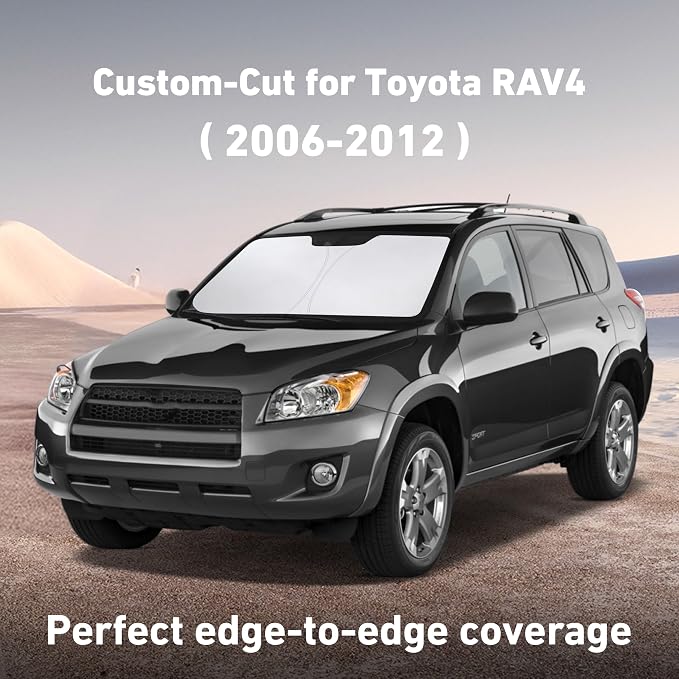 EcoNour Windshield Sunshade Compatible for Toyota RAV4 2006-2010 2011 2012, Sun Visor for Front Windshield & Window Sun Shade Cover, UV Heat Blocker & Protector, Car Accessories - Image 2