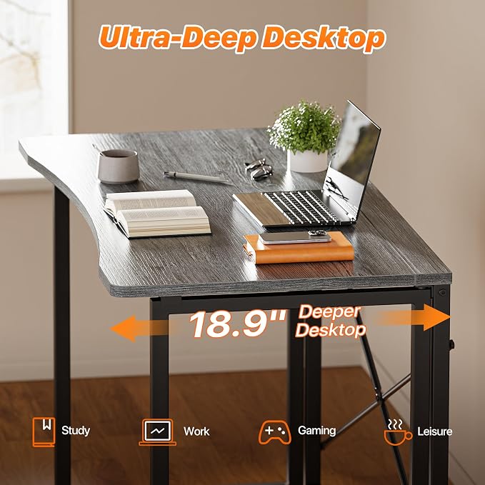 Huuger Folding Desk for Small Spaces, 31.5 Inch Foldable Computer Table, Easy Assembly, for Home Office, Study, Bedroom, Dorm, Space Saving, Small Writing Work Office Computer Desk, Grey - Image 4