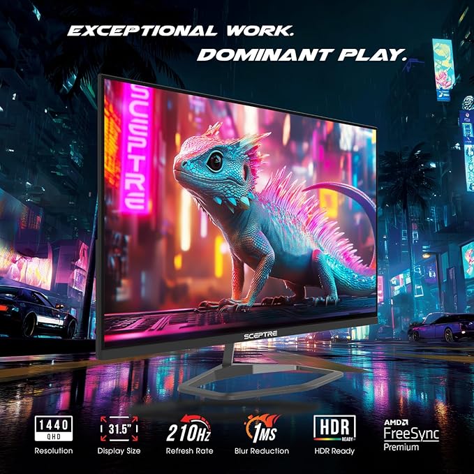 Sceptre New 32-inch 2K QHD 2560 x 1440 Prime Gaming Monitor up to 210Hz USB Type-C DisplayPort HDMI sRGB 115% 1ms Build-in Speakers, Machine Black 2026 ((E325B-QW200D Series) - Image 6