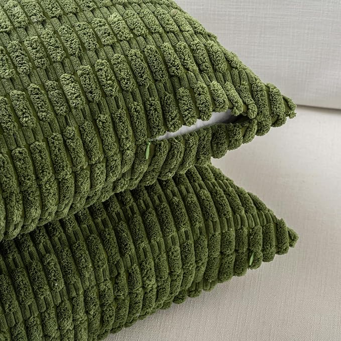 Fancy Homi 4 Packs Decorative Throw Pillow Covers for Living Room Couch Bed, Modern Farmhouse Boho Home Décor Accent Cushion Case, 20" x 12", Green Series - Image 3