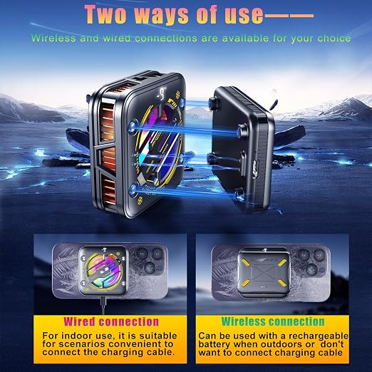 Magnetic Phone Cooler with Battery,Rechargeable Wireless Cooling Fan for iPhone/iPad,Phone Cooling Case Radiator Heatsink with RGB LED for iPhone MagSafe Series/Samsung/Android - Image 7