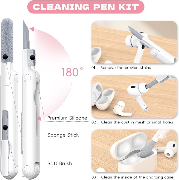 for Airpods Pro 2 Case Cover, Compatible with Airpods Pro Case 2nd Gen USB C Charging Port, Clear Soft Transparent Military Grade Shockproof Case, Clear Pink - Image 4