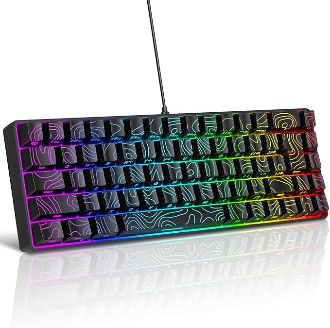 Snpurdiri 65% Wired Small Gaming Keyboard RGB 68-Key (Black) | Mini Gaming Keyboard Backlit Ultra-Compact , for PC/Mac Gamer, Typist, Travel, Easy to Carry on Business Trip by Snpurdiri