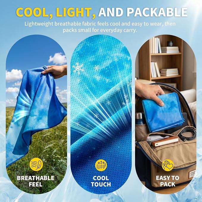 CAMBIVO Cooling Hoodie Towel for Men and Women, Lightweight Breathable Sun Protection Cover for Head, Neck, Ears, Face, Cooling Clothing for Extreme Heat, Sports Outdoors, Travel - Image 4