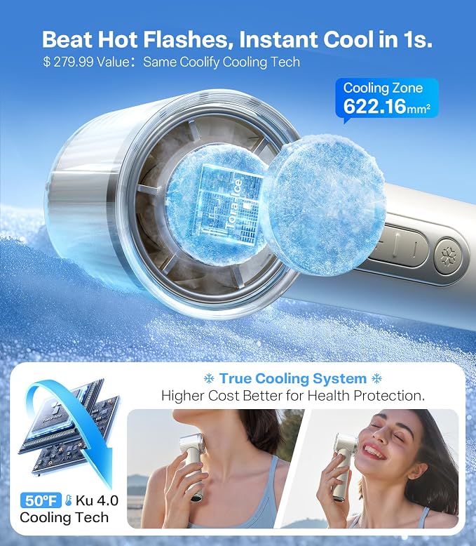 TORRAS COOLiFY iva Handheld Fan with Ice Cooler, [Chill by 50°F], 0-100 Adjustable Speed, Super Mini Powerful Portable Fan 4900mAh Rechargeable, Hand Fans for Travel Essentials,Mothers Day Gifts,Ivory - Image 3