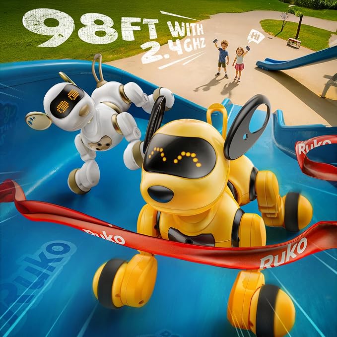 Ruko 18011 Smart Robot Dog Toy with Gesture & Remote Control, Yellow | Durable Interactive Touch Sensor Puppy with LED Expressions, Perfect for Home Play, Ideal Birthday Gift for Kids Ages 3-8 - Image 5