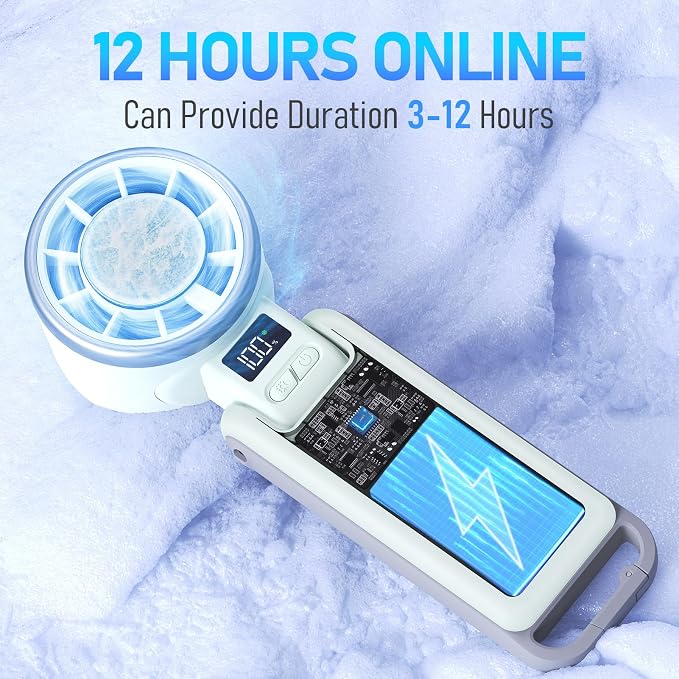 PlayHot Upgraded Portable Handheld Fan with 60°F Ice Cooling, Up tp 12Hrs Hand Held Portables Fans, 5 Speed 25550RPM Powerful Portable Fan Handheld, Hand/Neck/Desk Fan 3 IN 1(Green) - Image 5