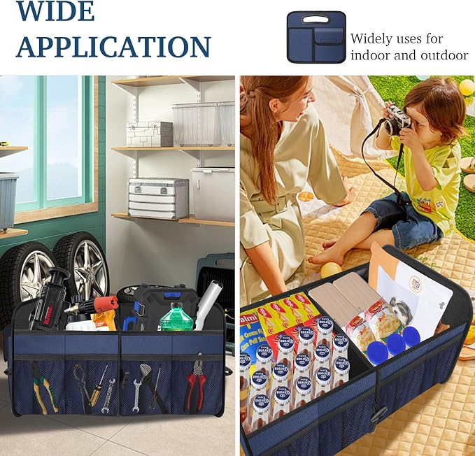 Femuar Car Trunk Organizer, Collapsible, Waterproof, Non-Slip, Blue, 52L, 5 Compartments, Rectangular, Portable, Practical/Functional - Image 6