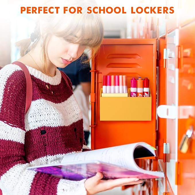 BEYGORM Magnetic Dry Erase Marker Holder for Whiteboard & Refrigerator | Non-slip Acrylic Pen Holder for Classroom, Fridge Magnet, Locker Organizer Accessories, Teacher & School Supplies(Orange) - Image 5