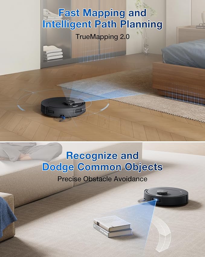 ECOVACS DEEBOT T30e Omni Robot Vacuum and Mop, 25,000Pa Strong Suction, ZeroTangle 3.0 Anti-Tangle for Pet Hair, Self-Empty & Hot Air Drying, Auto Mop Lift, Smart Mapping, for Carpet & Hard Floor - Image 5