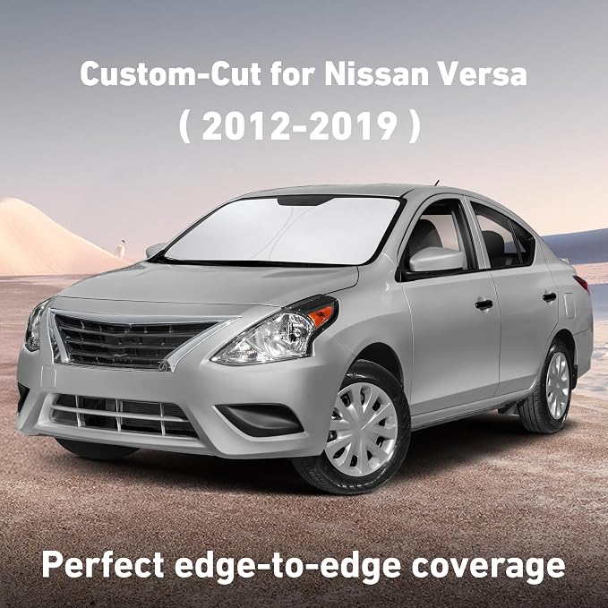 EcoNour Windshield Sunshade Compatible for Nissan Versa 2012-2017 2018 2019, Sun Visor for Front Windshield & Window Sun Shade Cover, UV Heat Blocker & Protector, Car Accessories - Image 2