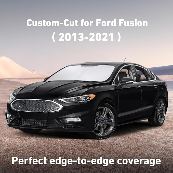 EcoNour Windshield Sunshade Compatible for Ford Fusion 2013-2019 2020 2021, Sun Visor for Front Windshield & Window Sun Shade Cover, UV Heat Blocker & Protector, Car Accessories - Image 2