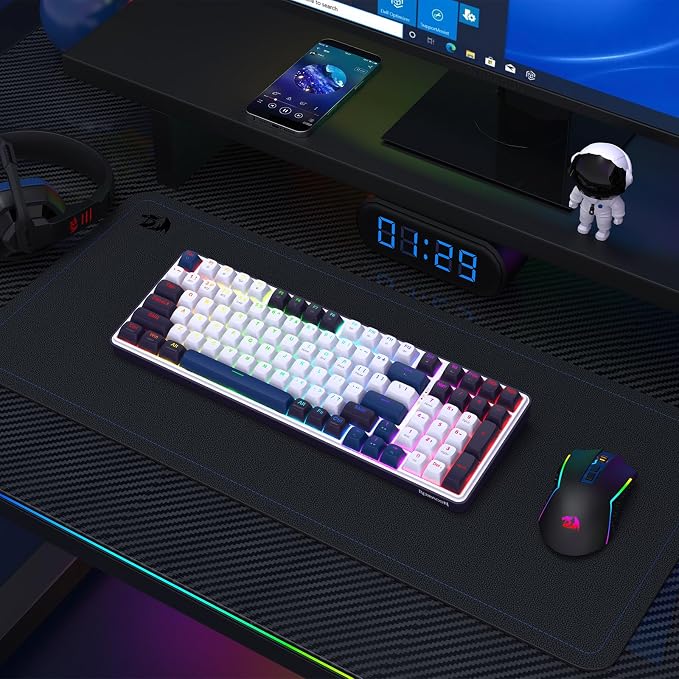 Redragon K744 PRO 99 Keys Wireless Gasket RGB Gaming Keyboard, 3-Mode Mechanical Keyboard w/Hot-Swap Socket, Round PBT Keycaps & 5-Layer Noise Dampening, Custom Linear Switch - Image 8