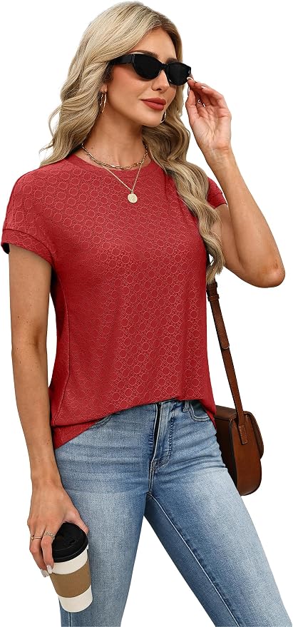 Alaroo Womens Summer Tops Short Sleeve Shirts Crew Neck Tshirt Cute Trendy Tunic Blouses (S-3XL) - Image 4