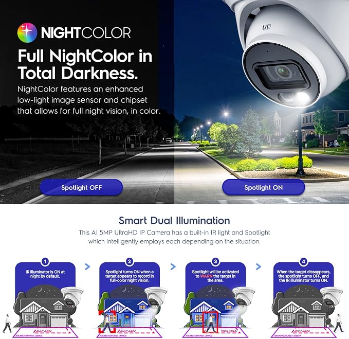 Amcrest 5MP AI Turret IP PoE Camera w/ 49ft Nightvision, Security IP Camera Outdoor, Built-in Microphone, Human & Vehicle Detection, Active Deterrent, 129° FOV, 5MP@20fps IP5M-T1277EW-AI - Image 5
