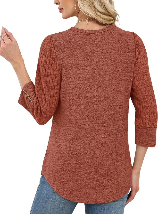 WIHOLL 3/4 Length Sleeve Womens Tops Sweaters Shirts Lightweight Spring Outfits 2026 Winter Clothing S-2XL - Image 5