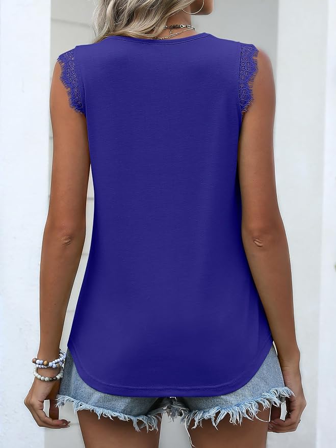 ANRABESS Womens Lace Trim Tank Tops V Neck Sleeveless Shirts 2026 Summer Casual Trendy Dressy Cami Top - Image 5