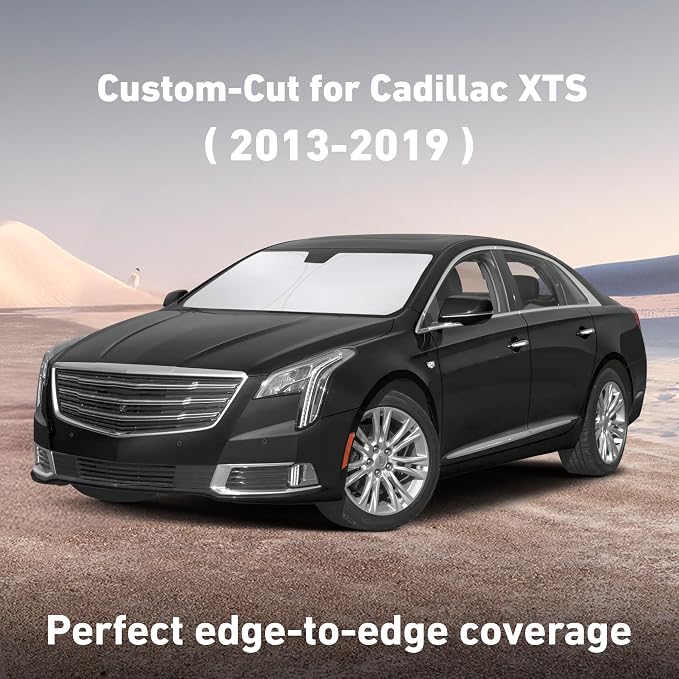 EcoNour Windshield Sunshade Compatible for Cadillac XTS 2013-2017 2018 2019, Sun Visor for Front Windshield & Window Sun Shade Cover, UV Heat Blocker & Protector, Car Accessories - Image 2