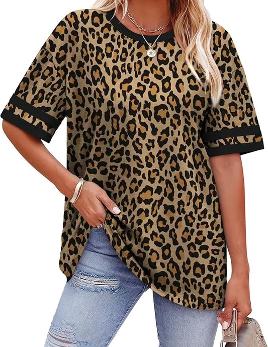 WIHOLL Womens T Shirts Loose Fit Short Sleeve Tees Crew Neck Color Block Summer Tops 2026 Fashion by WIHOLL