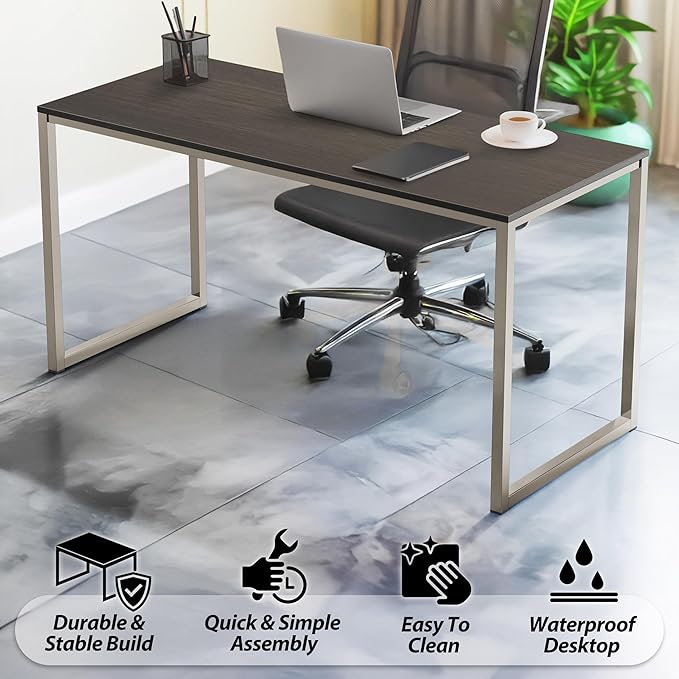 SHW Mission 55-Inch Home Office Computer Desk, Espresso - Image 4