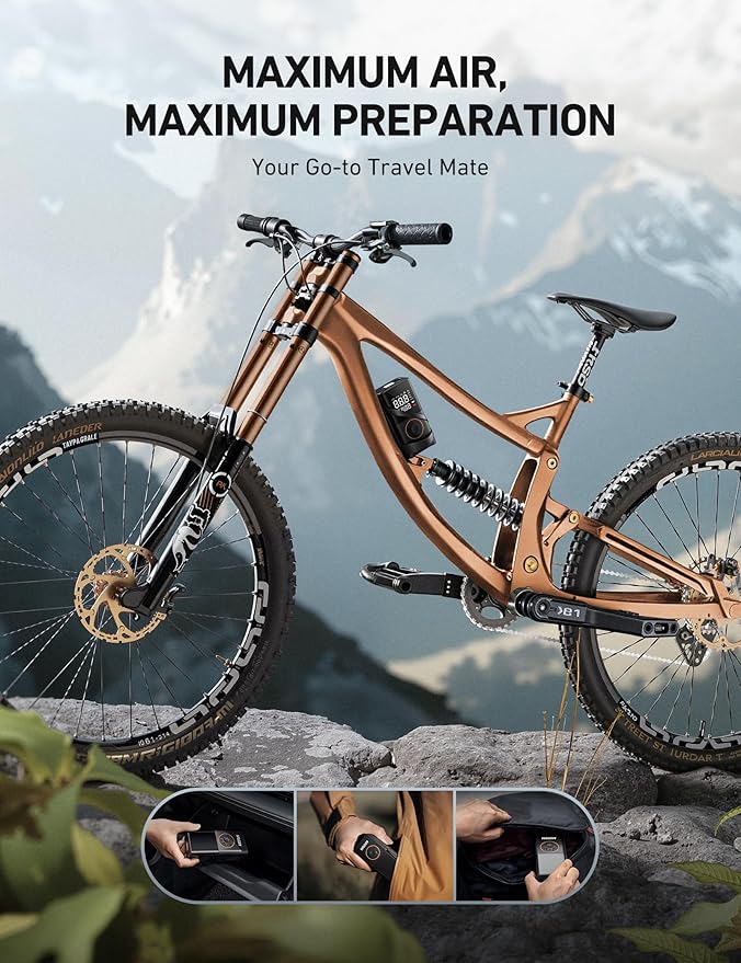 AstroAI L7 Tire Inflator Portable Air Compressor Cordless-2pack Bike Pump with Digital Dual Values Display, 150 PSI Car Tires Pump with LED Lights Air Pump for Cars, Motorcycles, Bikes, Balls Orange - Image 3
