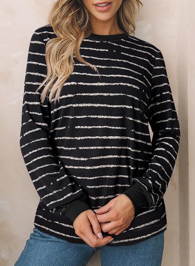 EVALESS Womens Crewneck Long Sleeve Tops Casual Polka Dots Tops Fall 2026 Tshirts Shirts - Image 2